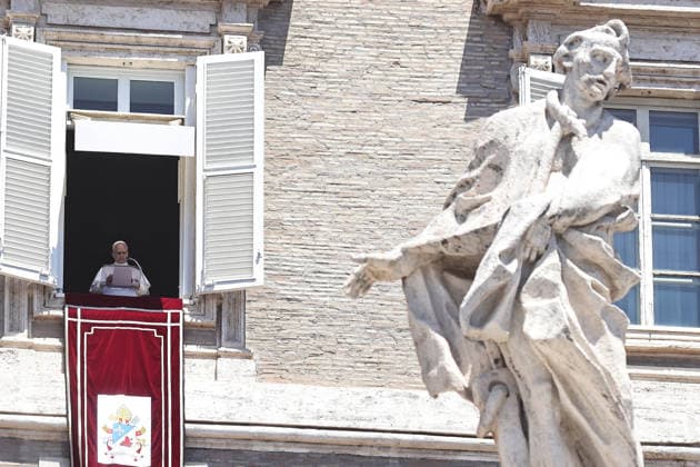 July 5, 2029. Vatican City - POPE LEO XIV delivers Angelus Prayer from the window of the Apostolic Building at the Vatican- EvandroInetti_via ZUMA Wire Vatican City State  - ZUMAi15_ 20260705_zaf_i15_005 Copyright: xEvandroxInettix