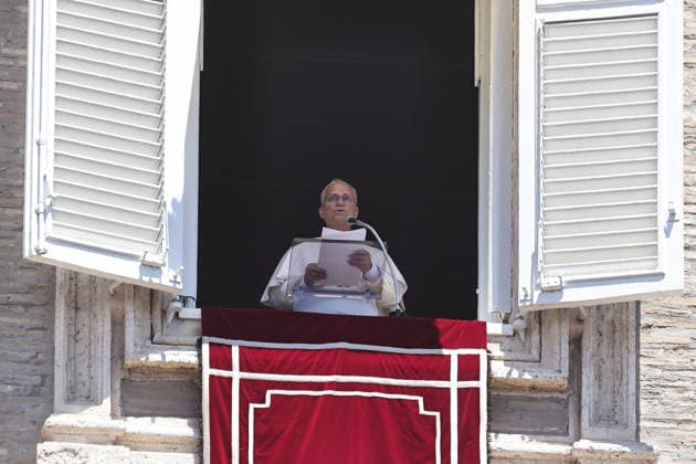 July 5, 2029. Vatican City - POPE LEO XIV delivers Angelus Prayer from the window of the Apostolic Building at the Vatican- EvandroInetti_via ZUMA Wire Vatican City State - ZUMAi15_ 20260705_zaf_i15_002 Copyright: xEvandroxInettix