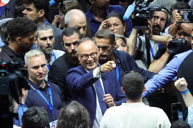 Edouard Philippe’s Rally at the Adidas Arena PHOTOPQR LE PARISIEN Olivier Arandel Staff Paris July 5, 2026 Paris, France Sunday, July 5, 2026 Politics The former prime minister is holding his first major campaign rally for the 2027 presidential election on Sunday, July 5, at the Adidas Arena, in Paris, where he expects more than 5,000 people LP Olivier Arandel Edouard Philippe delivers his first campaign speech for the 2027 French presidential election during a Horizons political rally at the Arena Porte de la Chapelle in Paris on July 5, 2026 Local Caption LP Olivier Arandel Paris 75 France  Copyright: xPHOTOPQR LExPARISIEN MAXPPPxLP OlivierxArandelx(Staff)x 20260705LPA2939 20260705LPA2939