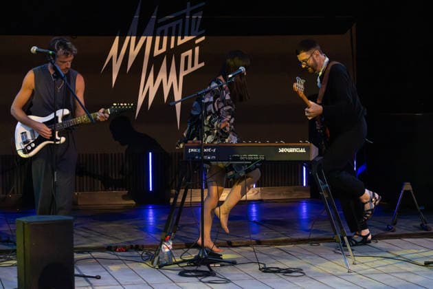 05.07.2026, Bellinzona, Parco Urbano, Nevermind Music Fest 2026: Monte Mai. Fabio Pinto (lead guitar & backing vocals), AnaÃ¯s Schmid (lead vocals & synths) and Fabio Besomi (bass & electronics) Bellinzona Parco Urbano Ticino Switzerland *** July 5, 2026, Bellinzona, Parco Urbano, Nevermind Music Fest 2026 Monte Mai Fabio Pinto (lead guitar, backing vocals), Anaïs Schmid (lead vocals, synths), and Fabio Besomi (bass, electronics) Bellinzona, Parco Urbano, Ticino, Switzerland Copyright: xJustPictures.ch FrancescoxMinghettix jp-en-FrMi-_NG_0373