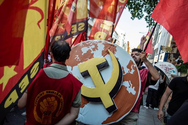 July 5, 2026, Istanbul, Istanbul, Turkey: Members and supporters of the No to NATO Coordination march during a demonstration under the slogan You Are Not Welcome, We Are Marching Against NATO in the Kadikoy district of Istanbul, Turkey, on July 5, 2026. The protest opposed NATO policies, militarization, and war, with participants carrying banners and chanting slogans during the march. Istanbul Turkey  - ZUMAt171 20260705_zip_t171_028 Copyright: xAbdullahxTepelix