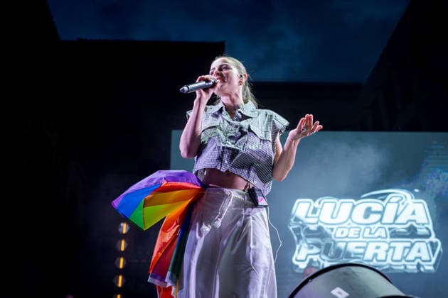 Lucía De la Puerta Performs at MADO 2026 Singer Lucía De la Puerta performs on stage at Plaza de las Reinas during MADO 2026 Madrid Pride on July 5, 2026, in Madrid, Spain. Lucía De la Puerta is an influencer, actress, singer, and medical school graduate. She describes herself as a mecatriz, went viral on TikTok, and has appeared in Netflix projects. She is an urban pop artist and a major advocate for LGBTQI+ visibility on social media. Diego Radamé Madrid, Spain Madrid, Spain Spain  Copyright: xDiegoxRadamÃ sx 7647936