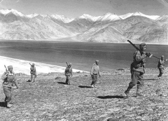RECORD DATE NOT STATED Rifle-toting Indian soldiers on patrol during the brief, bloody 1962 Sino-Indian border war. Rifle-toting Indian soldiers on patrol during the brief, bloody 1962 Sino-Indian border war. Editorial Use only. All other uses to be cleared for permission with WHA or representative agent., WHA_197_0541.JPG.jpg, Rifle; Indian soldiers; patrol; 1962; Sino-Indian border war; military; conflict; army; soldiers; Indian army; war; historical; battle; armed forces; defense; combat; uniform; weapon; Asia; history; Indian history; border; tension; confrontation; soldiers on patrol; armed conflict; Indian military; 1960s; Indian armed forces; Indian soldiers on patrol. Copyright: xWorldxHistoryxArchivex