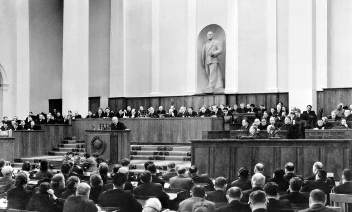 RECORD DATE NOT STATED Extremely scarce and important first editions of Khrushchev s secret speech. Extremely scarce and important first editions of Khrushchev s secret speech, one of the defining texts of the 20th century and the history of the Cold War. His speech, made on February 25 1956 to a closed session of Communist Party delegates, denounced the deceased Soviet leader Joseph Stalin and aimed to destroy the image and legacy of the late dictator. ?Khrushchev recalled Lenin?s Testament, a long-suppressed document in which Vladimir Lenin had warned that Stalin was likely to abuse his power, and then he cited numerous instances of such excesses? Editorial Use only. All other uses to be cleared for permission with WHA or representative a Copyright: xWorldxHistoryxArchivex