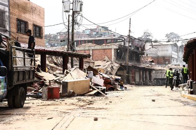 Earthquake Damage Remains Visible in El Junquito as Recovery Continues EL JUNQUITO, CARACAS, VENEZUELA JULY 5, 2026: Destroyed buildings and damaged infrastructure are seen in the El Junquito district of Caracas following the devastating twin earthquakes that struck Venezuela s northern Caribbean region on June 24. Recovery and damage assessment operations continue across affected communities. According to the latest official figures, at least 3,342 people have been killed, more than 16,400 injured, and over 17,000 left homeless as a result of the disaster. EL JUNQUITO Venezuela (Bolivarian Republic of) Copyright: x xLauraxdexChiclanax xJNAxPressx