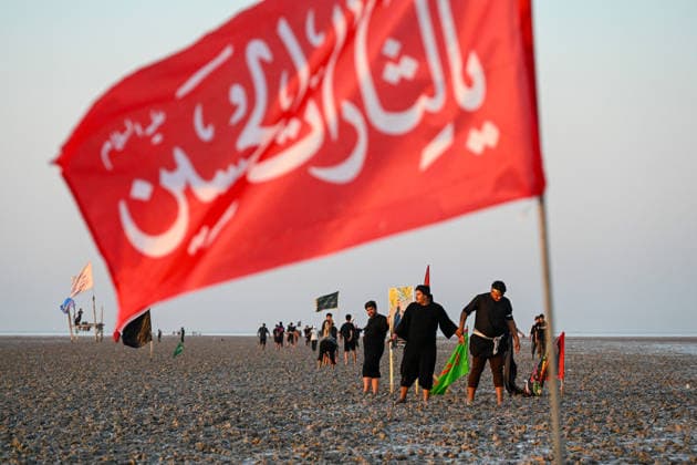 Hundreds walk from Faw to Karbala for Arbaeen commemorations FAW, IRAQ - JULY 06: People from southern Iraq cross the Arabian Gulf in the city of Faw as they walk toward Karbala to attend the Arbaeen commemorations, marking the 40th day after the martyrdom of Imam Hussein, the grandson of Prophet Muhammad, and 72 people accompanying him, in Iraq, on July 06, 2026. Karbala is home to the shrines of Imam Hussein and his brother Abbas. Haidar Mohammed Ali Anadolu Faw Iraq. Editorial use only. Please get in touch for any other usage.  Copyright: x2026xAnadoluxHaidarxMohammedxAlix