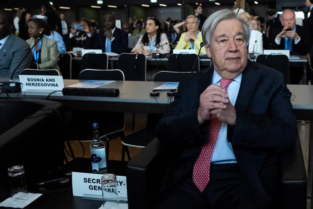 World Summit on Artificial Intelligence Jean Marc Ferré MAXPPP Geneva July 6, 2026 Antonio Guterres, Secretary-General of the United Nations, during the World Summit on Artificial Intelligence at Palexpo in Geneva on July 6, 2026. Photo by Jean Marc Ferré MAXPPP, Geneva, Switzerland  Copyright: xMAXPPPxJeanxMarcxFerréx FRR202607064818 FRR202607064818