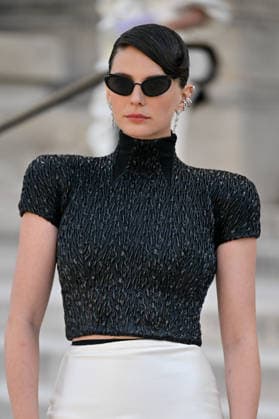 PFW Haute Couture Schiaparelli Outside Arrivals JR Josephine Japy arriving at the Schiaparelli show during Haute Couture Fashion Week in Paris, France, on 6 July 2026. Photo by Julien Reynaud APS-Medias ABACAPRESS.COM Paris France  Copyright: xReynaudxJulien APS-Medias ABACAx