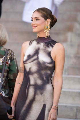PFW HC Schiaparelli Outside Arrivals NB Chiara Ferragni arrived at the Schiaparelli Haute Couture Fall Winter 2026 2027 show as part of Paris Fashion Week on July 06, 2026 in Paris, France. Photo by Nasser Berzane ABACAPRESS.COM Paris France  Copyright: xBerzanexNasser ABACAx