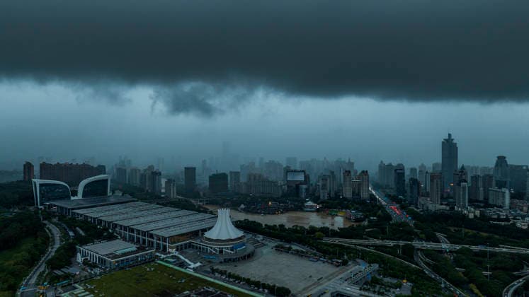 Typhoon Maysak NANNING, CHINA - JULY 6, 2026 - The sky over Qingxiu District is shrouded in dark clouds affected by Typhoon Maysak in Qingxiu District, Nanning City, Guangxi Province, China on the evening of July 6, 2026. Nanning Guangxi China  Copyright: xCFOTOx i1783365200050