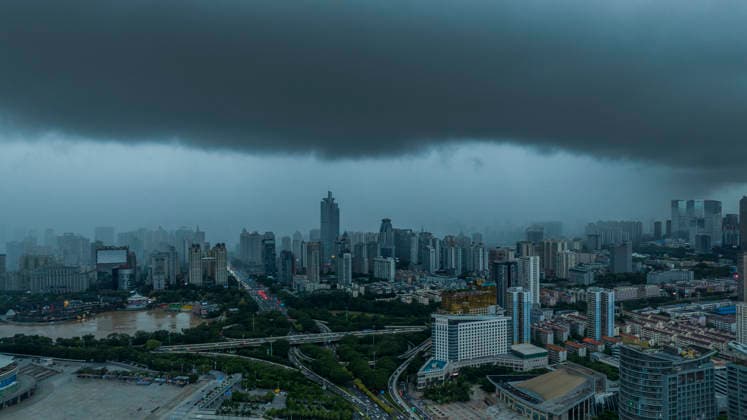 Typhoon Maysak NANNING, CHINA - JULY 6, 2026 - The sky over Qingxiu District is shrouded in dark clouds affected by Typhoon Maysak in Qingxiu District, Nanning City, Guangxi Province, China on the evening of July 6, 2026. Nanning Guangxi China  Copyright: xCFOTOx i1783365200544