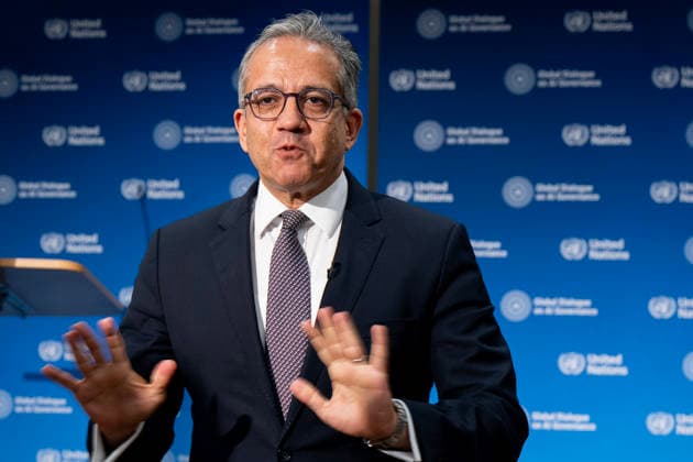 World Summit on Artificial Intelligence Jean Marc Ferré MAXPPP Geneva July 6, 2026 Khaled El Enany, Director-General of UNESCO, during the World Summit on Artificial Intelligence at Palexpo in Geneva on July 6, 2026. Photo by Jean Marc Ferré MAXPPP, Geneva, Switzerland  Copyright: xMAXPPPxJeanxMarcxFerréx FRR202607065183 FRR202607065183