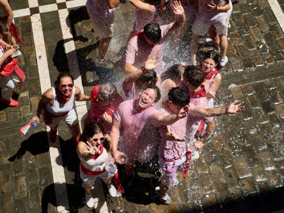 San Fermín 2026 Chupinazo: Moments following the San Fermín 2026 Chupinazo at the Plaza del Ayuntamiento on July 6, 2026, in Pamplona, Navarre, Spain. The Chupinazo marks the official start of the San Fermín festivities, which run through July 14. For this year’s event, the Navarre Emergency Services Division is in charge of lighting the rocket’s fuse, in recognition of its work during the bull runs. Spain  Copyright: xEduardoxSanzx 7649217