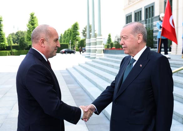 Recep Tayyip Erdogan - Rumen Radev meeting in Ankara ANKARA, TURKIYE - JULY 6: (----EDITORIAL USE ONLY MANDATORY CREDIT - TURKISH PRESIDENCY MURAT KULA HANDOUT - NO MARKETING NO ADVERTISING CAMPAIGNS - DISTRIBUTED AS A SERVICE TO CLIENTS----) Turkish President Recep Tayyip Erdogan welcomes Bulgarian Prime Minister Rumen Radev at the Presidential Complex, on July 6, 2026, in Ankara, Turkiye. TUR Presidency Murat Kula Anadolu Ankara Turkey. Editorial use only. Please get in touch for any other usage.  Copyright: x2026xAnadoluxTURxPresidencyx xMuratxKulax
