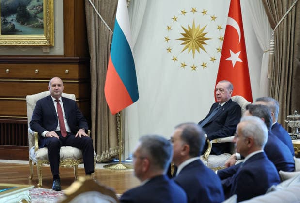 Recep Tayyip Erdogan - Rumen Radev meeting in Ankara ANKARA, TURKIYE - JULY 6: (----EDITORIAL USE ONLY MANDATORY CREDIT - TURKISH PRESIDENCY MUSTAFA KAMACI HANDOUT - NO MARKETING NO ADVERTISING CAMPAIGNS - DISTRIBUTED AS A SERVICE TO CLIENTS----) Turkish President Recep Tayyip Erdogan meets with the Bulgarian Prime Minister Rumen Radev at the Presidential Complex, on July 6, 2026, in Ankara, Turkiye. TUR Presidency Mustafa Kamaci Anadolu Ankara Turkey. Editorial use only. Please get in touch for any other usage.  Copyright: x2026xAnadoluxTURxPresidencyx xMustafaxKamacix