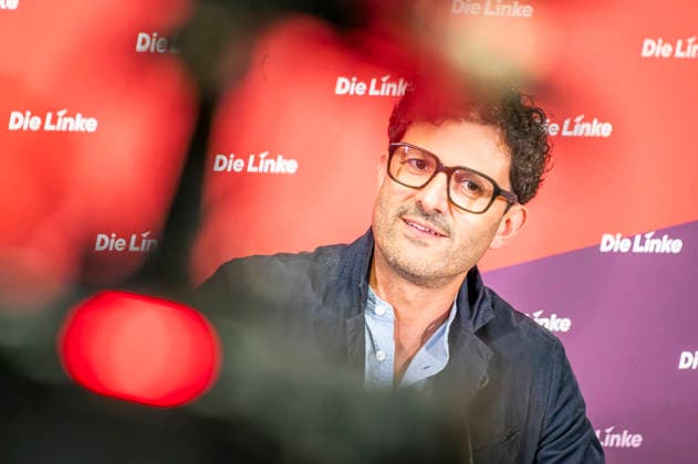 Luigi Pantisano EUR, Deutschland, Berlin, 06.07.2026: Pressekonferenz von Luigi Pantisano Vorsitzender der Partei Die Linke im Karl-Liebknecht-Haus zu aktuellen Themen. *** Luigi Pantisano EUR, Germany, Berlin, July 6, 2026 Press conference by Luigi Pantisano, Chair of the Die Linke party, at the Karl Liebknecht House on current issues