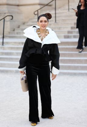 Schiaparelli - Outside Arrivals Chompoo Araya Alberta Hargate during Day One of Paris Fashion Week - Haute Couture Spring Summer 2026 2027 on July 06, 2026 in Paris, France.  Copyright: xDidierxFereyx