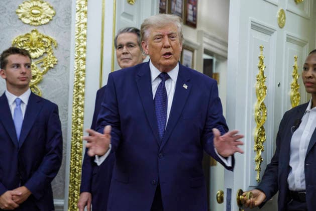 US President Donald J. Trump delivers remarks on Trump Accounts US President Donald J. Trump prepares to speak on the first day of trading for Trump Accounts in the Oval Office of the White House in Washington, DC, USA, 06 July 2026. Trump Accounts grant eligible US children born between 2026 and 2028 $1000.00 to fund ‘starter’ IRAs. WASHINGTON DISTRICT OF COLUMBIA United States  Copyright: xPool ABACAx