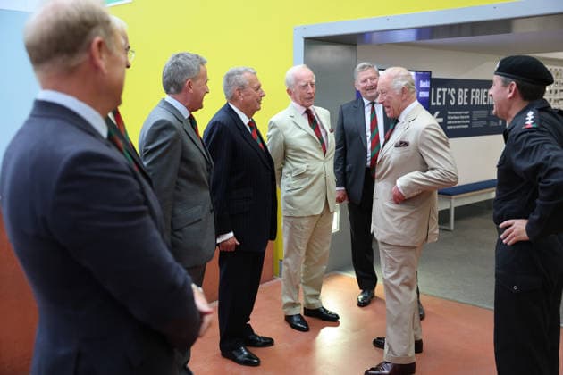 King Charles visits the Royal Tank Regiment s Families Day BOVINGTON, DORSET - JULY 06: King Charles III meets former RTR and museum staff in the exhibition hall during The Royal Tank Regiment s Families Day at the Tank Museum on July 06, 2026 in Bovington, Dorset. (Photo by Chris Jackson Getty Images)King Charles visits the Royal Tank Regiment s Families Day at the Tank Museum, Bovington, Dorset, UK, on the 6th July 2026. Picture by Chris Jackson WPA-Pool Bovington Tank Museum Dorset United Kingdom  WHA-0830