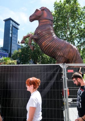 The Odyssey premiere London, The Trojan horse in Leicester Square Where: London, United Kingdom When: 06 Jul 2026 Credit: Matthew Chattle Cover Images EDITORIAL USE ONLY. NOT FOR USE BY NEWSPAPERS BASED IN THE UK. Copyright: xx coverimg55831924