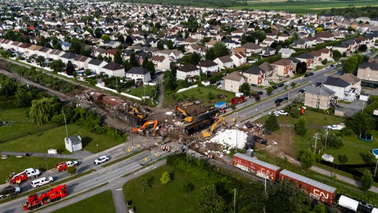 July 6, 2026, Repentigny, Que., Pq, CANADA: Crews clean up a derailed cargo train in Repentigny, Que., on Monday, July 6, 2026. Repentigny, Que. CANADA  - ZUMAc35_ 20260706_zaf_c35_006 Copyright: xChristopherxKatsarovx
