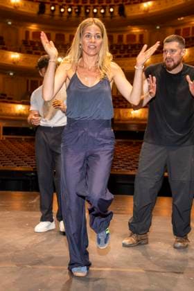 ABB STOMP s Jessica Ginkel dances on stage during a photo op for TV to mark STOMP s guest performance at the Staatsoper Unter den Linden in Berlin on July 6, 2026, Berlin, Germany
