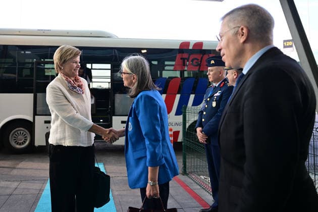 Ahead of 36th NATO Summit in Ankara ANKARA, TURKIYE - JULY 6: Latvian Foreign Minister Baiba Braze is welcomed after arriving at Esenboga Airport ahead of the 36th NATO Heads of State and Government Summit in Ankara, Turkiye, on July 6, 2026.? Mehmet Futsi Anadolu Ankara Turkey. Editorial use only. Please get in touch for any other usage.  Copyright: x2026xAnadoluxMehmetxFutsix