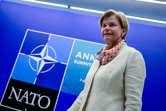 Ahead of 36th NATO Summit in Ankara ANKARA, TURKIYE - JULY 6: Latvian Foreign Minister Baiba Braze arrives at Esenboga Airport ahead of the 36th NATO Heads of State and Government Summit in Ankara, Turkiye, on July 6, 2026.? Mehmet Futsi Anadolu Ankara Turkey. Editorial use only. Please get in touch for any other usage.  Copyright: x2026xAnadoluxMehmetxFutsix