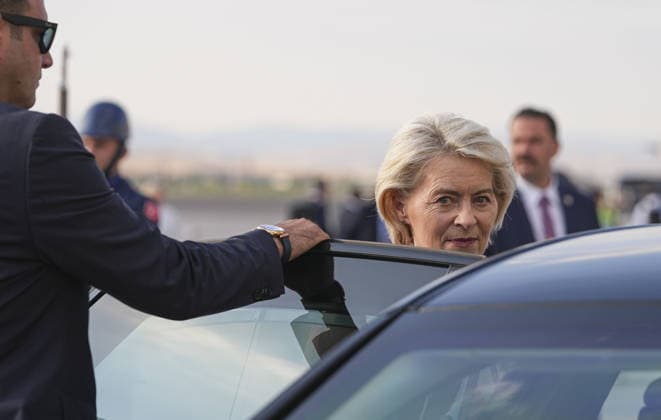 Ahead of 36th NATO Summit in Ankara ANKARA, TURKIYE - JULY 6: European Commission President Ursula von der Leyen arrives at Esenboga Airport ahead of the 36th NATO Heads of State and Government Summit in Ankara, Turkiye, on July 6, 2026.? Metin Aktas Anadolu Ankara Turkey. Editorial use only. Please get in touch for any other usage.  Copyright: x2026xAnadoluxMetinxAktasx