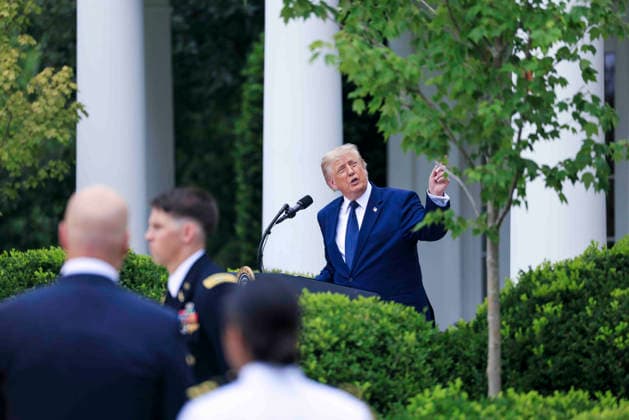 US President Donald J. Trump delivers remarks on Trump Accounts at a Rose Garden Club luncheon at the White House in Washington, DC on Monday, July 6, 2026. Trump Accounts grant eligible US children born between 2026 and 2028 $1000.00 to fund starter IRA.  WASP2026070610333 SHAWNxTHEW