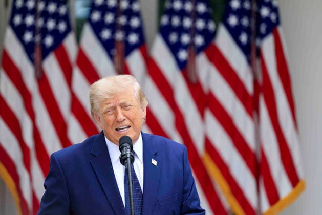 US President Donald J. Trump delivers remarks on Trump Accounts at a Rose Garden Club luncheon at the White House in Washington, DC on Monday, July 6, 2026. Trump Accounts grant eligible US children born between 2026 and 2028 $1000.00 to fund starter IRA.  WASP202607061053 SHAWNxTHEW
