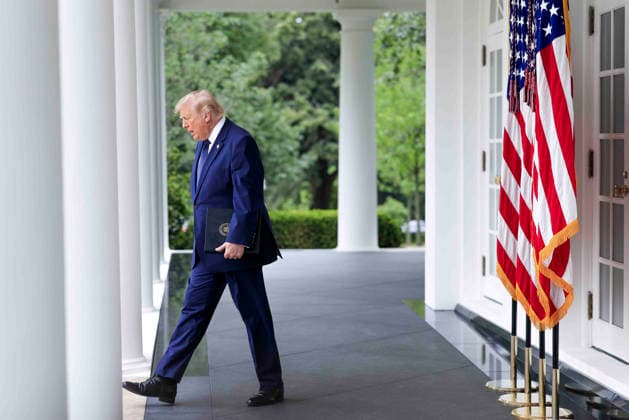 US President Donald J. Trump walks from the Oval Office to deliver remarks on Trump Accounts at a Rose Garden Club luncheron at the White House in Washington, DC on Monday, July 6, 2026. Trump Accounts grant eligible US children born between 2026 and 2028 $1000.00 to fund starter IRA.  WASP20260706156 SHAWNxTHEW