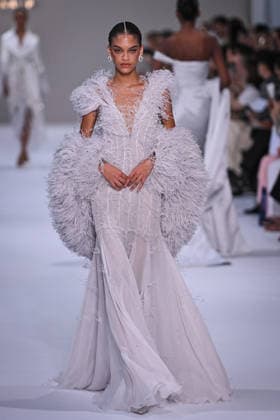 PFW - Tamara Ralph Runway in Paris FA A model walks the runway the Autumn-Winter 2027 2028 couture collection by Tamara Ralph during the Paris Fashion Week, on July 6, 2026. Photo by Firas Abdullah ABACAPRESS.COM Paris Ile-de-France France  Copyright: xAbdullahxFiras ABACAx