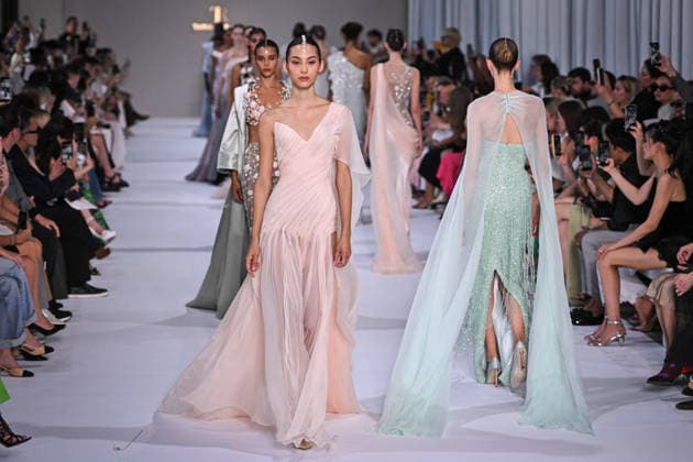 PFW - Tamara Ralph Runway in Paris FA Models walk the runway the Autumn-Winter 2027 2028 couture collection by Tamara Ralph during the Paris Fashion Week, on July 6, 2026. Photo by Firas Abdullah ABACAPRESS.COM Paris Ile-de-France France  Copyright: xAbdullahxFiras ABACAx