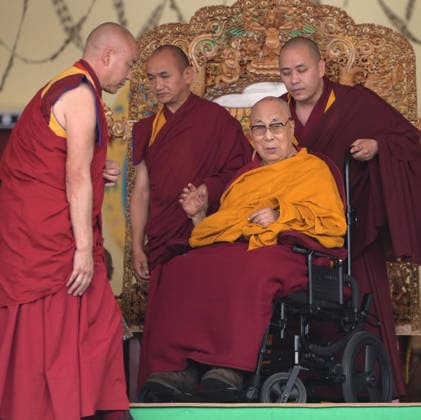 LEH, INDIA - JULY 6: Tibetan Spiritual leader the 14th Dalai Lama, Tenzin Gyatso, during an event organized as part of his 91th Birthday celebrations, at Choglamsar on July 6, 2026 in Leh, India. (Photo by Waseem Andrabi Hindustan Times) Buddhist Community In Leh Celebrates 91st Birthday Of Tibetan Spiritual Leader The 91st Birthday Of His Holiness The Dalai Lama