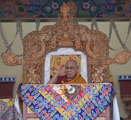 LEH, INDIA - JULY 6: Tibetan Spiritual leader the 14th Dalai Lama, Tenzin Gyatso, during an event organized as part of his 91th Birthday celebrations, at Choglamsar on July 6, 2026 in Leh, India. (Photo by Waseem Andrabi Hindustan Times) Buddhist Community In Leh Celebrates 91st Birthday Of Tibetan Spiritual Leader The 91st Birthday Of His Holiness The Dalai Lama