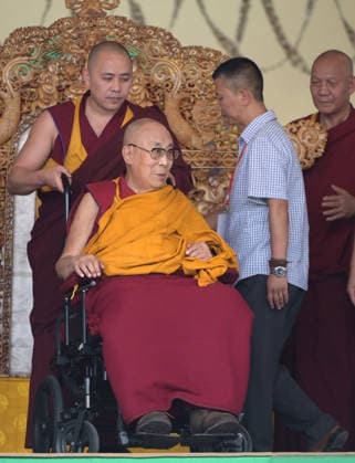 LEH, INDIA - JULY 6: Tibetan Spiritual leader the 14th Dalai Lama, Tenzin Gyatso, during an event organized as part of his 91th Birthday celebrations, at Choglamsar on July 6, 2026 in Leh, India. (Photo by Waseem Andrabi Hindustan Times) Buddhist Community In Leh Celebrates 91st Birthday Of Tibetan Spiritual Leader The 91st Birthday Of His Holiness The Dalai Lama