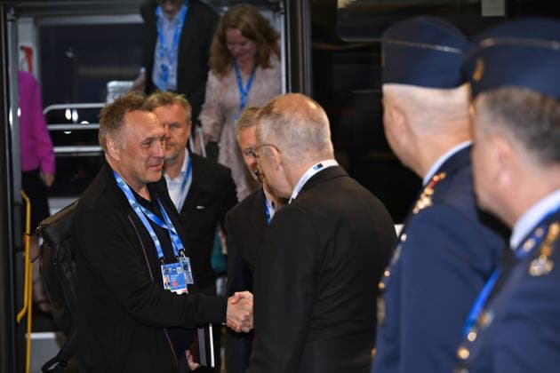 Ahead of 36th NATO Summit in Ankara ANKARA, TURKIYE - JULY 6: Norwegian Defense Minister Tore O. Sandvik is welcomed after arriving at Esenboga Airport ahead of the 36th NATO Heads of State and Government Summit in Ankara, Turkiye on July 6, 2026.? Ismail Kaplan Anadolu Ankara Turkey. Editorial use only. Please get in touch for any other usage.  Copyright: x2026xAnadoluxIsmailxKaplanx