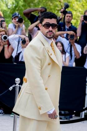 July 6, 2026, Paris, Fra, France: Bad Bunny arrive for Schiaparelli show during Haute Couture in Paris. Paris France  - ZUMAv140 20260706_zip_v140_005 Copyright: xReginaxVoroninax