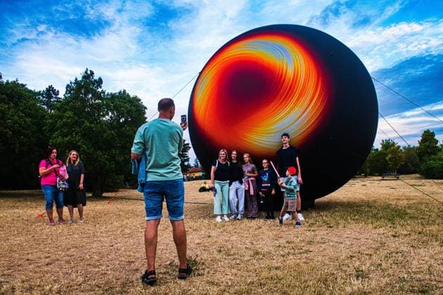 The Brno Planet Festival has begun on July 6, 2026, in Brno, Czech Republic. Pictured is a six-meter-tall inflatable model of the black hole Singulona. (CTKxPhoto PatrikxUhlir) CTKPhotoP2026070608010  CTKPhotoP2026070608010