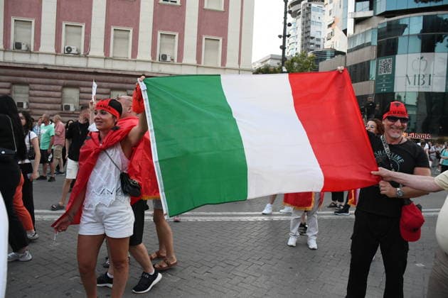 Protests continue in Albania against tourism project in Zvernec TIRANA, ALBANIA - JULY 6: Protesters gather at Skanderbeg Square on the 37th day of demonstrations against a planned tourism project in the Zvernec area of Vlora, chanting the slogan Albania is not for sale in Tirana, Albania, on July 6, 2026. Olsi Shehu Anadolu Tirana Albania. Editorial use only. Please get in touch for any other usage.  Copyright: x2026xAnadoluxOlsixShehux