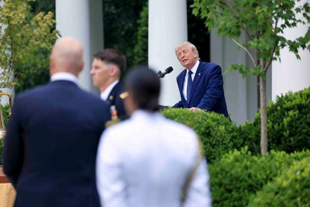 July 6, 2026, Washington, District Of Columbia, USA: US President Donald J. Trump delivers remarks on Trump Accounts at a Rose Garden Club luncheon at the White House in Washington, DC, USA, 06 July 2026. Trump Accounts grant eligible US children born between 2026 and 2028 000.00 to fund Ã¢â‚¬oestarterÃ¢â‚¬Â IRAs Washington USA - ZUMAs152 20260706_faa_s152_091 Copyright: xShawnxThewx-xPoolxviaxCNPx