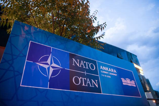 July 6, 2026, Ankara, Turkey: NATO Summit logo is seen in front of a media hotel ahead the 2026 Ankara Summit in Ankara, Turkiye, on July 6th, 2026. Ankara Turkey - ZUMAz156 20260706_zip_z156_007 Copyright: xBeataxZawrzelx