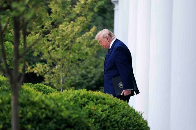 US President Donald J. Trump walks from the Oval Office to deliver remarks on Trump Accounts at a Rose Garden Club luncheon at the White House in Washington, DC, USA, 06 July 2026. Trump Accounts grant eligible US children born between 2026 and 2028 $1000.00 to fund starter IRAs. Copyright: xShawnxThewx xPoolxviaxCNPx MediaPunchx