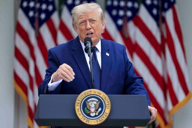 US President Donald J. Trump delivers remarks on Trump Accounts at a Rose Garden Club luncheon at the White House in Washington, DC, USA, 06 July 2026. Trump Accounts grant eligible US children born between 2026 and 2028 $1000.00 to fund starter IRAs. Copyright: xShawnxThewx xPoolxviaxCNPx MediaPunchx