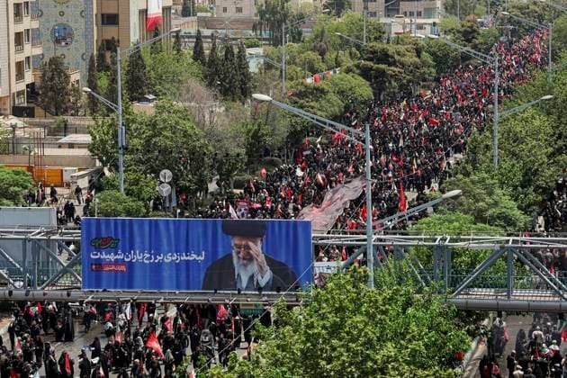 Tehran Funeral Procession For Khamenei Mourners take part in the funeral procession of Iran s slain supreme leader Ali Khamenei and his family members in Tehran, Iran, July 6, 2026. Vast crowds gathered for the funeral procession of Iran s slain supreme leader Ali Khamenei in Tehran on July 6, with authorities estimating millions were on the streets in numbers that could rival those of his predecessor s farewell nearly four decades ago. Tehran Tehran Iran Copyright: xArezoox