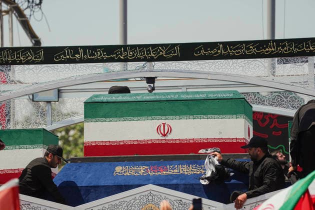 Tehran Funeral Procession For Khamenei The coffins of Iran s slain supreme leader Ali Khamenei and members of his family are pictured during a funeral procession near Azadi Square in Tehran on July 6, 2026. Vast crowds gathered for the funeral procession of Iran s slain supreme leader Ali Khamenei in Tehran on July 6, with authorities estimating millions were on the streets in numbers that could rival those of his predecessor s farewell nearly four decades ago. Tehran Tehran Iran Copyright: xArezoox