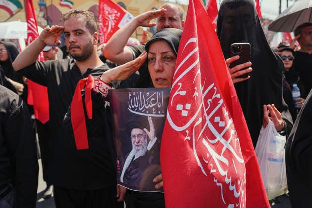 Tehran Funeral Procession For Khamenei A mourner holds a portrait of Iran s slain supreme leader Ayatollah Ali Khamenei as people attend the funeral procession of him and his family members in Tehran on July 6, 2026. Vast crowds gathered for the funeral procession of Iran s slain supreme leader Ali Khamenei in Tehran on July 6, with authorities estimating millions were on the streets in numbers that could rival those of his predecessor s farewell nearly four decades ago. Tehran Tehran Iran Copyright: xArezoox