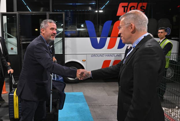 Ahead of 36th NATO Summit in Ankara ANKARA, TURKIYE - JULY 7: Slovenian Foreign Minister Tone Kajzer (L) arrives at Esenboga Airport ahead of the 36th NATO Heads of State and Government Summit to be held in Ankara, Turkiye, on July 7, 2026. Hakan Nural Anadolu Ankara Turkey. Editorial use only. Please get in touch for any other usage.  Copyright: x2026xAnadoluxHakanxNuralx
