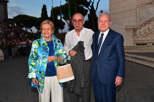 IPA86455680 - Rome, Piazza del Campidoglio: Nicola Piovani’s Tribute Concert to Ennio Morricone. Pictured: Giuseppe Tornatore, Gianni and Maddalena Letta  Copyright: xVincenzoxLandix xVincenzoxLandix 86455680